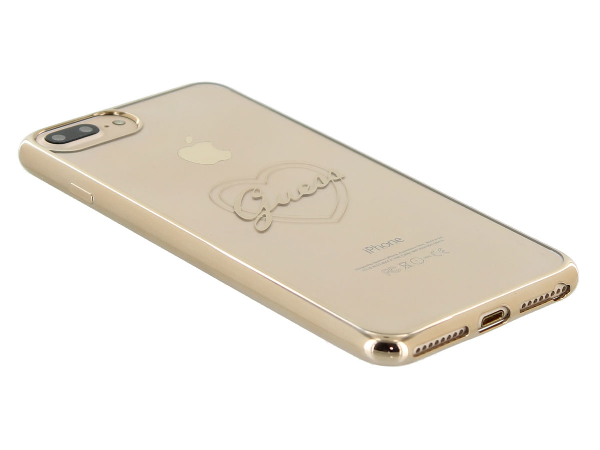 Guess Heart TPU Case Goud - iPhone 8+/7+/6+ hoesje