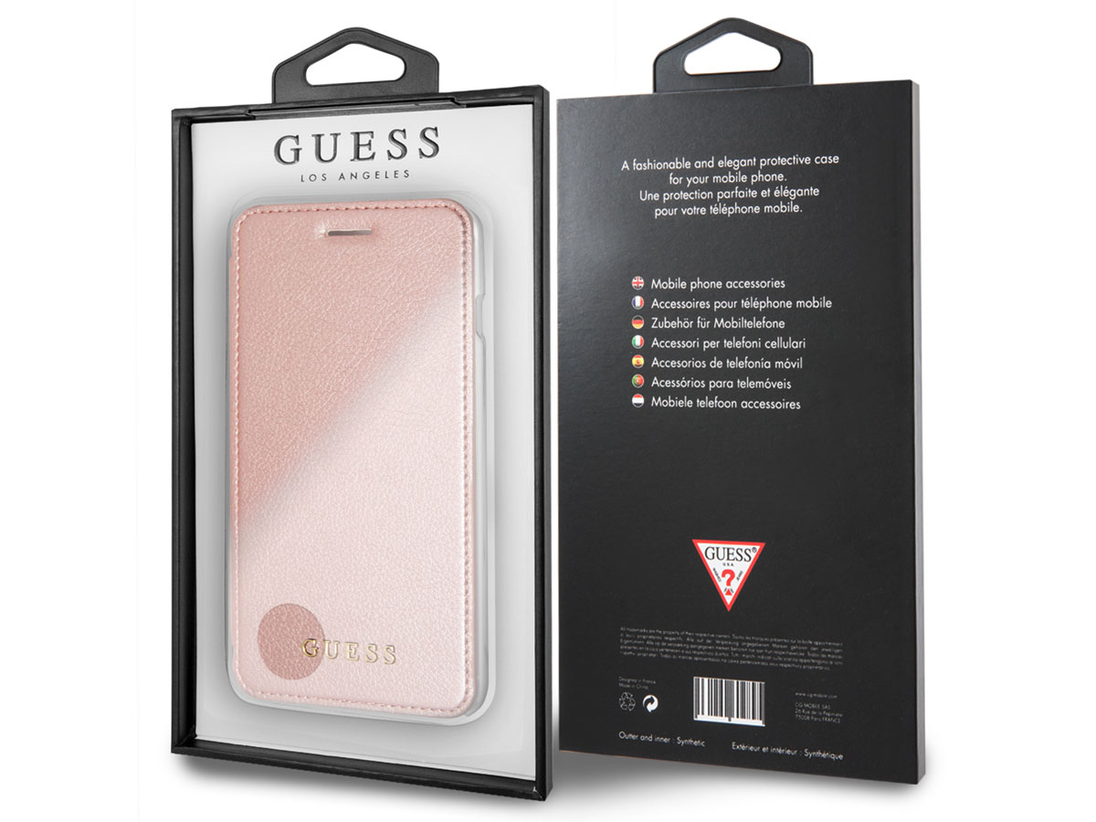 Guess Iridescent Book Rosé - iPhone 8+/7+/6+ hoesje