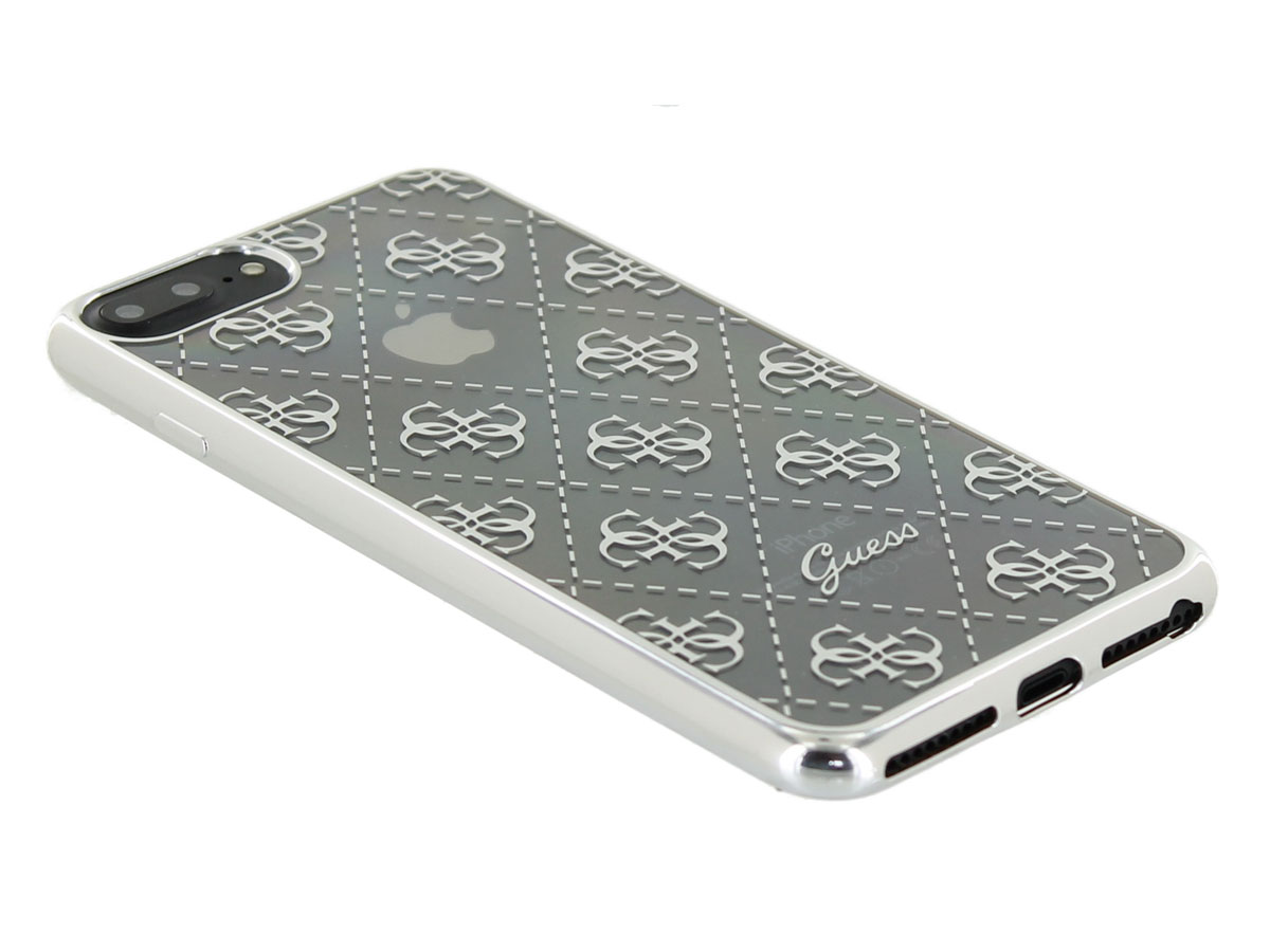 Guess Monogram TPU Case Zilver - iPhone 8+/7+/6+ hoesje