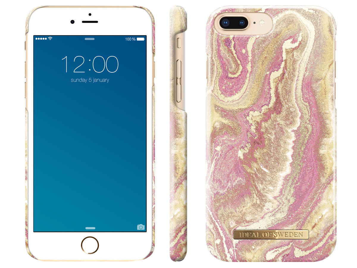 iDeal of Sweden Case Golden Blush Marble - iPhone 8+/7+/6+ hoesje