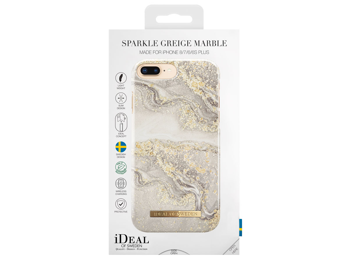 iDeal of Sweden Case Sparkle Greige Marble - iPhone 8+/7+/6+ hoesje