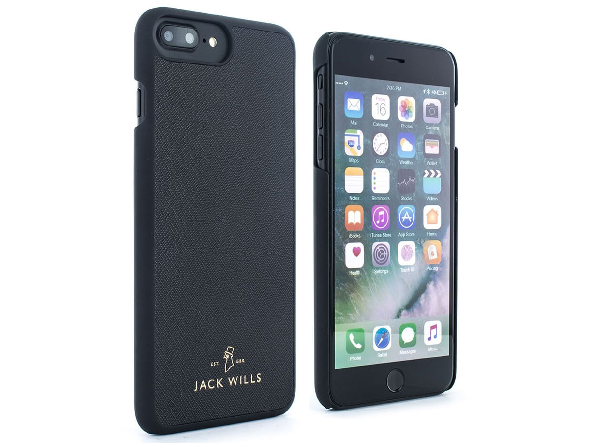 Jack Wills Saffiano Case Zwart - iPhone 8+/7+/6+ Hoesje
