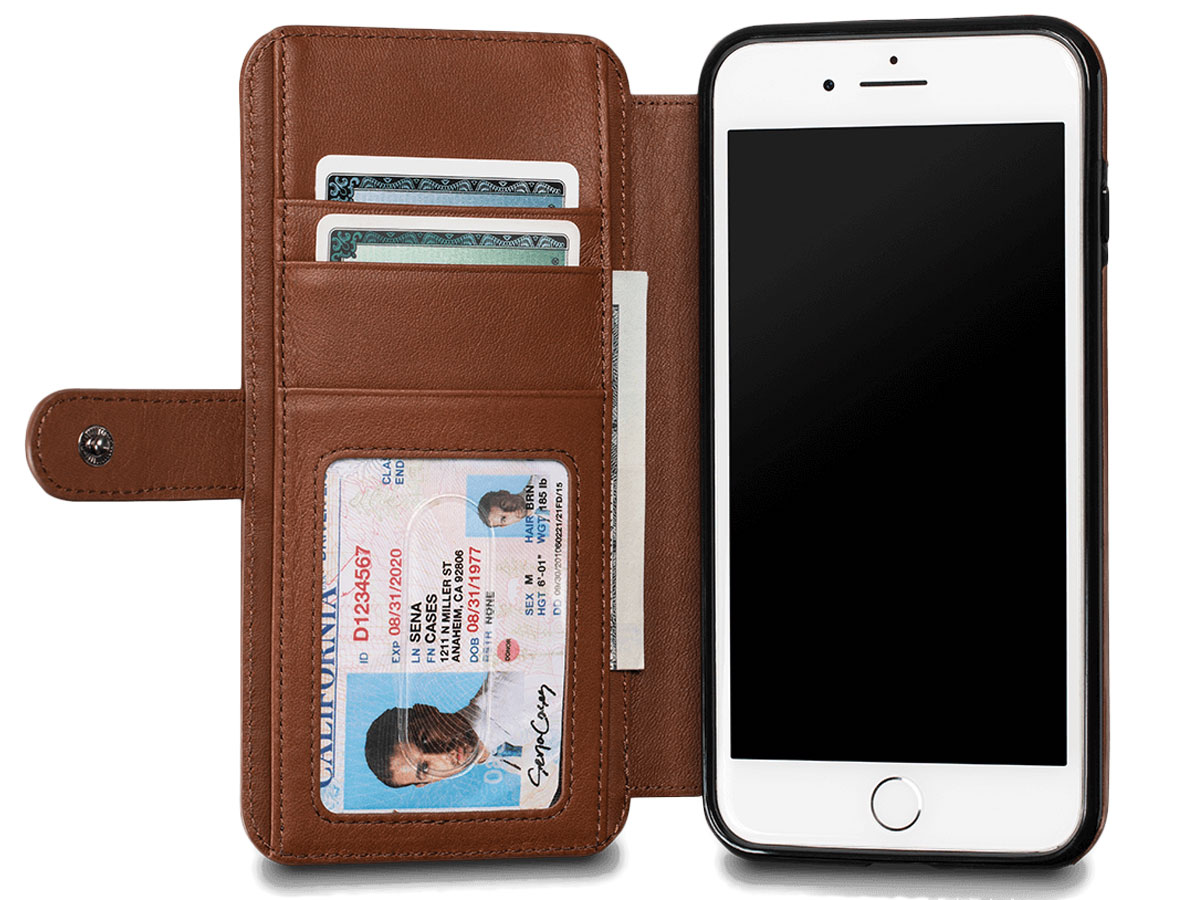 Sena Classic WalletBook Tan - Leren iPhone 8+/7+ hoesje
