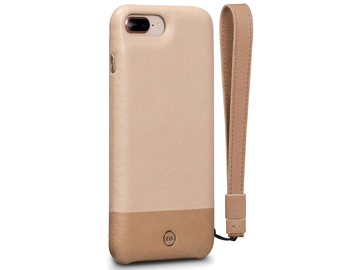 Sena Leather Wristlet Case Beige - iPhone 8+/7+ Hoesje