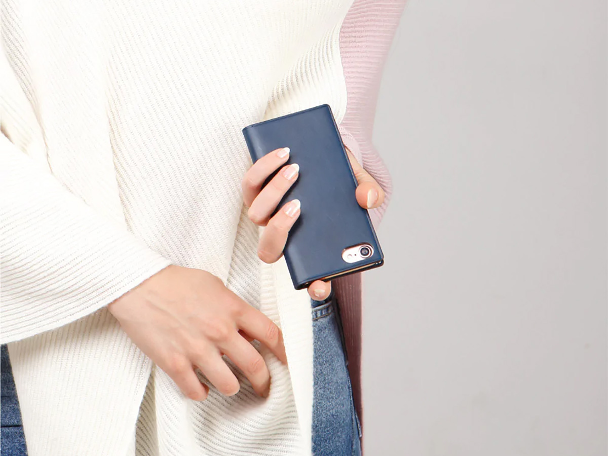 SLG D7 Buttero Leather Case Blauw - iPhone 8 Plus/7 Plus hoesje