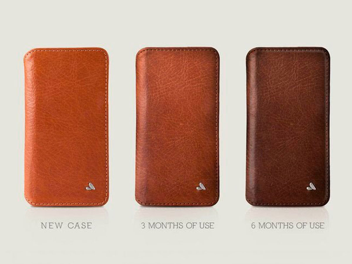 Vaja Wallet Agenda Case Saddle Tan - iPhone 8+/7+ Hoesje Leer