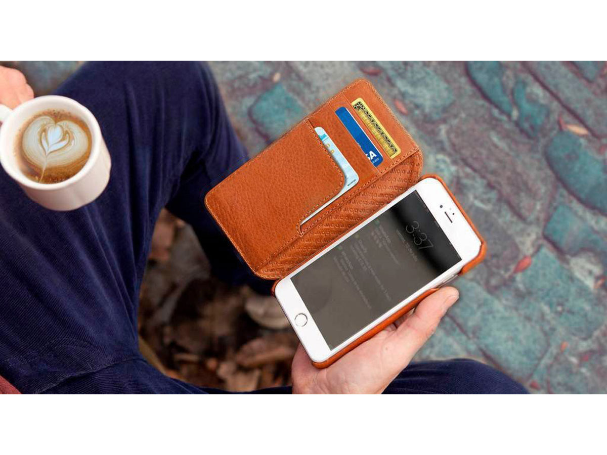 Vaja Wallet Agenda Case Saddle Tan - iPhone 8+/7+ Hoesje Leer