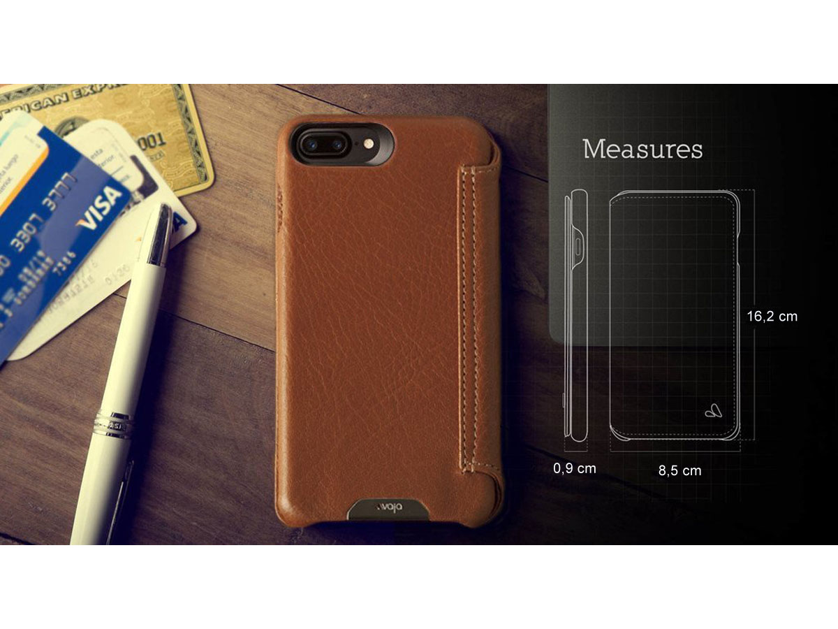 Vaja Wallet Agenda Case Saddle Tan - iPhone 8+/7+ Hoesje Leer