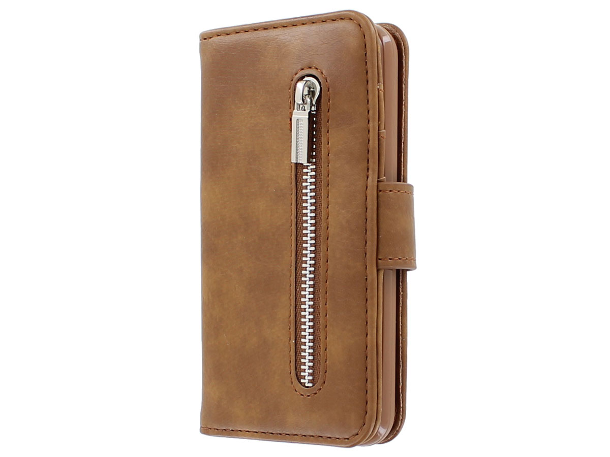 Zipper Wallet Case Bruin - iPhone SE / 5s / 5 hoesje