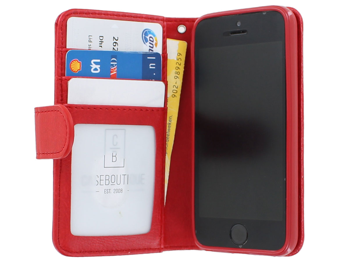 Zipper Wallet Case Rood - iPhone SE / 5s / 5 hoesje