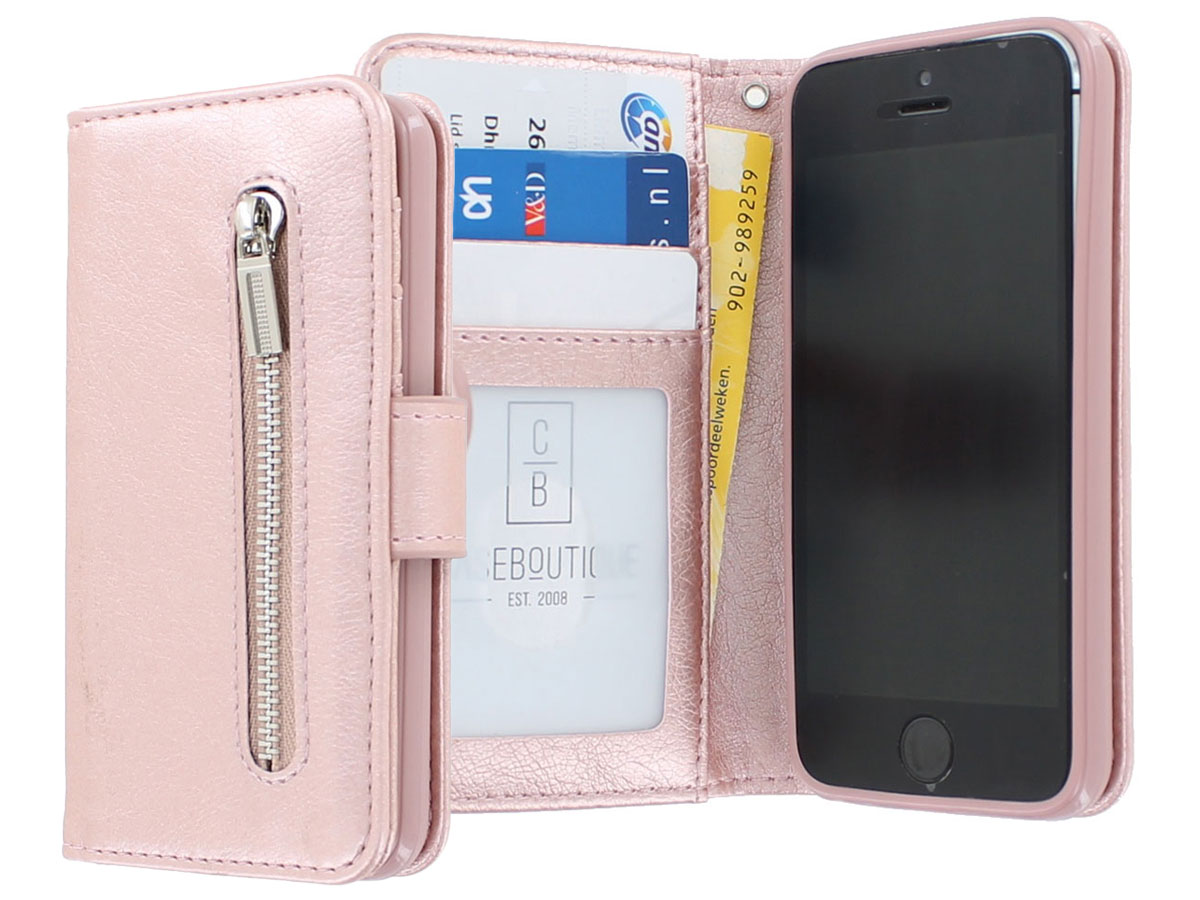 Zipper Wallet Case Rosé - iPhone SE / 5s / 5 hoesje