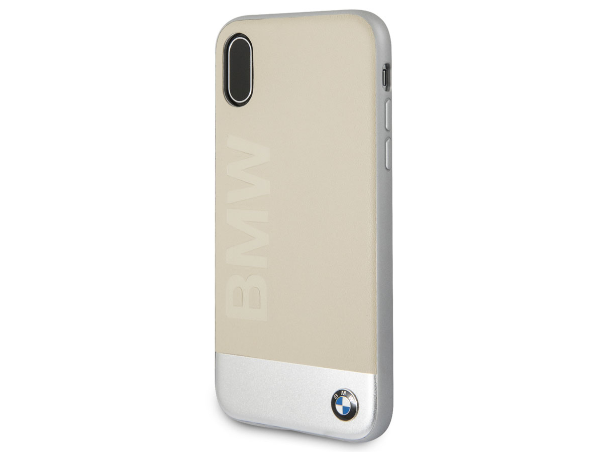 BMW Leather Alu Case Beige - Leren iPhone X/Xs hoesje