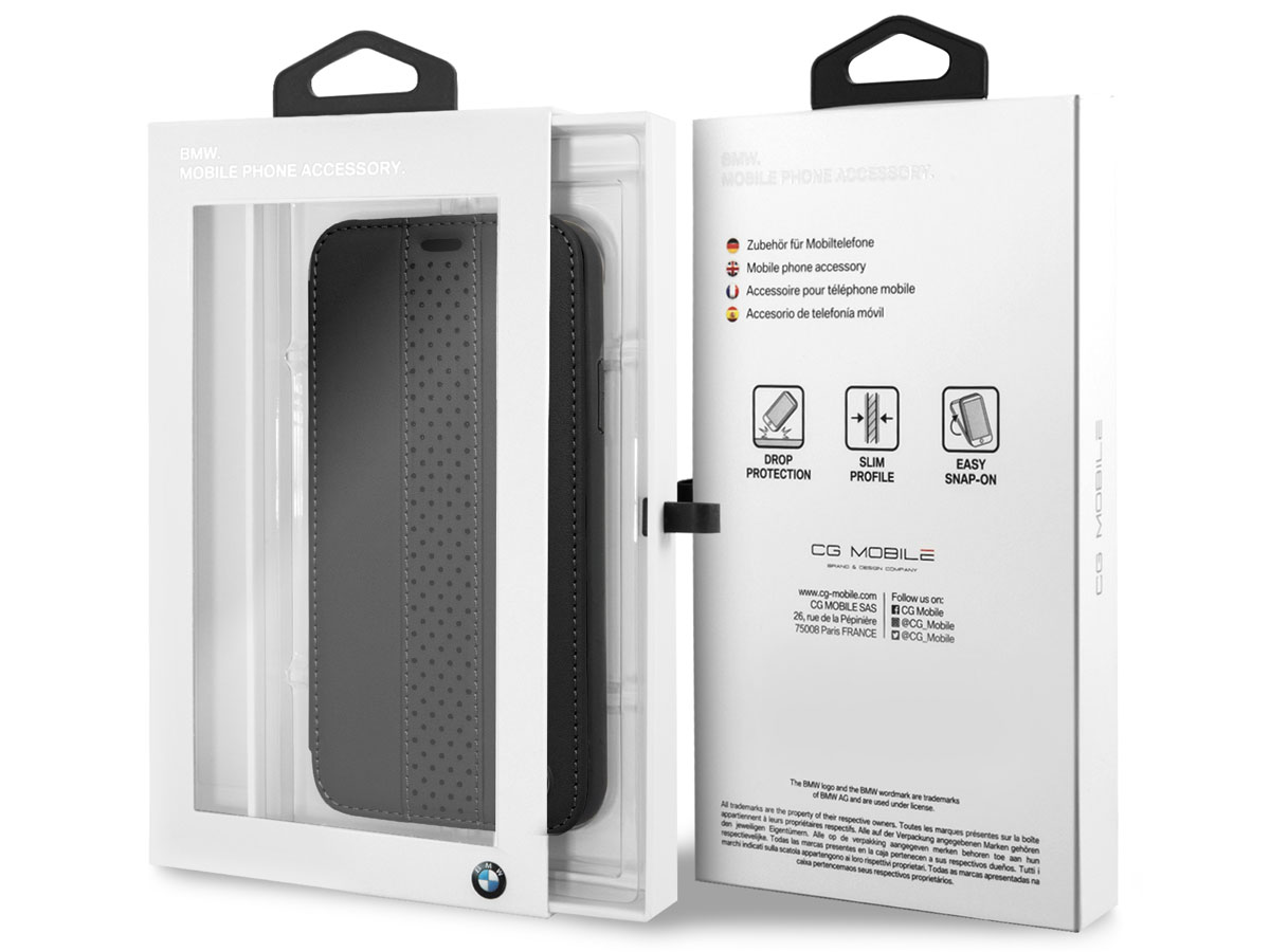 BMW Center Line Folio Zwart Leer - iPhone X/Xs hoesje