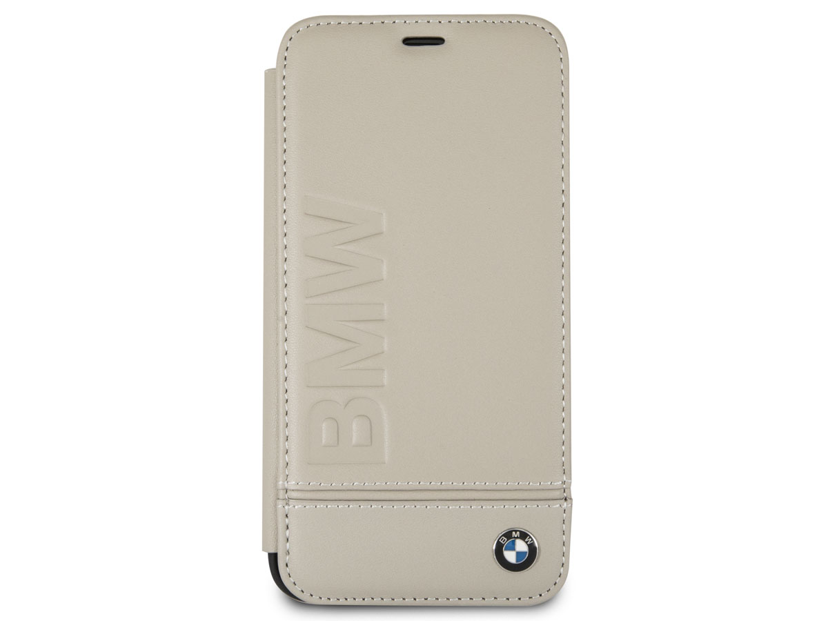 BMW Logo Leather Folio Beige Leer - iPhone X/Xs hoesje