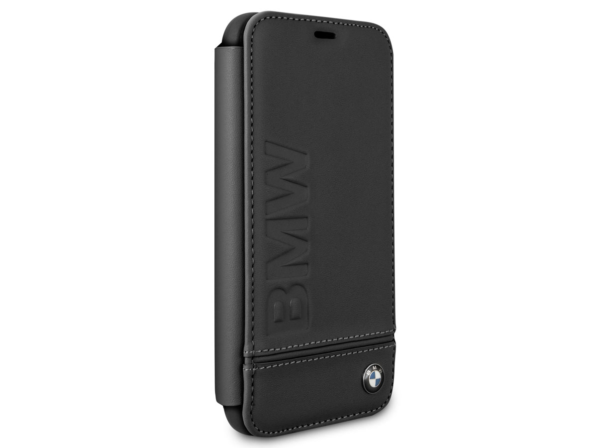 BMW Logo Leather Folio Zwart Leer - iPhone X/Xs hoesje