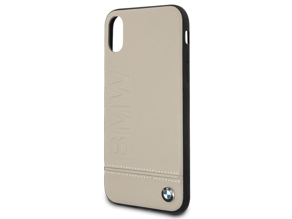 BMW Logo Leather Case Taupe - Leren iPhone X/Xs hoesje