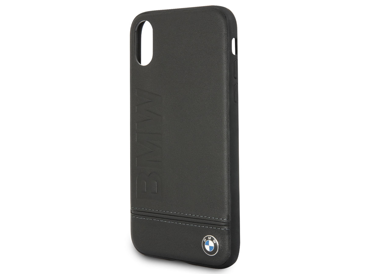 BMW Logo Leather Case Zwart - Leren iPhone X/Xs hoesje