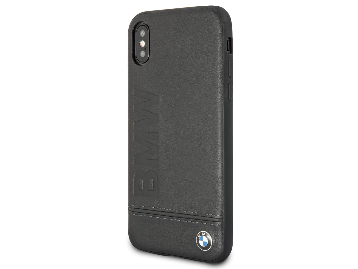 BMW Logo Leather Case Zwart - Leren iPhone X/Xs hoesje