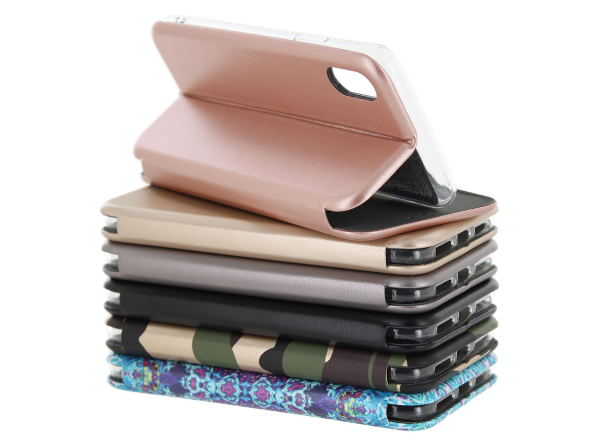 Slim Elegant Bookcase Rosé Goud - iPhone X/Xs hoesje
