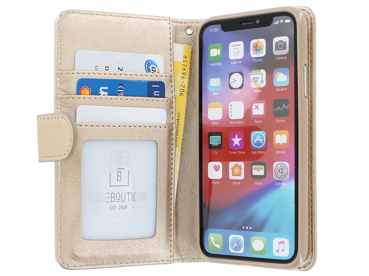 Zip Wallet Case Goud - iPhone X/Xs hoesje