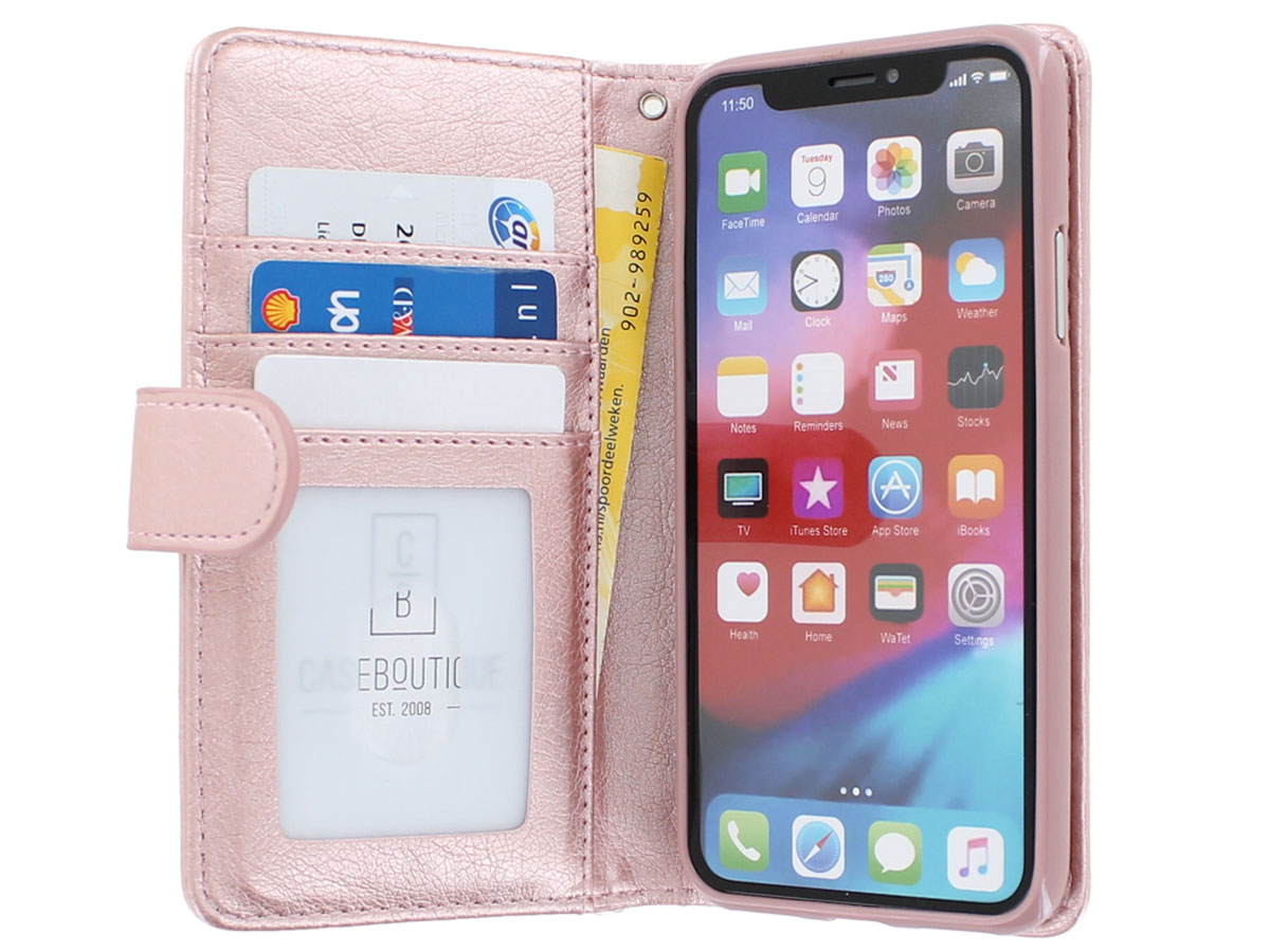 Zip Wallet Case Rosé Goud - iPhone X/Xs hoesje