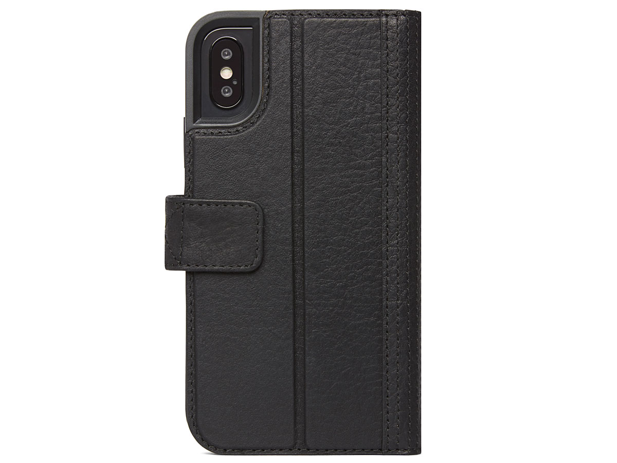 Decoded Drop Protection Wallet Zwart Leer - iPhone X/Xs Hoesje