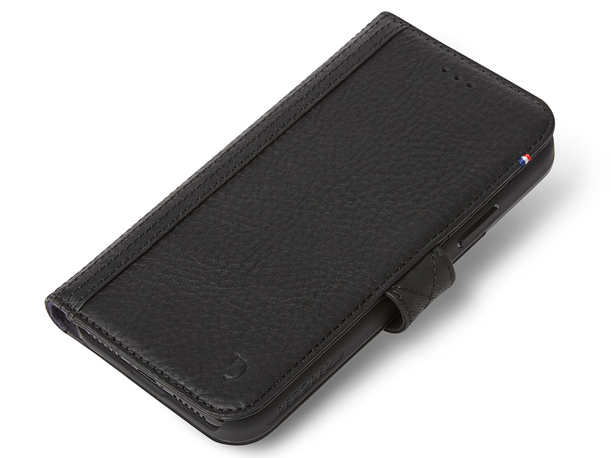 Decoded Drop Protection Wallet Zwart Leer - iPhone X/Xs Hoesje