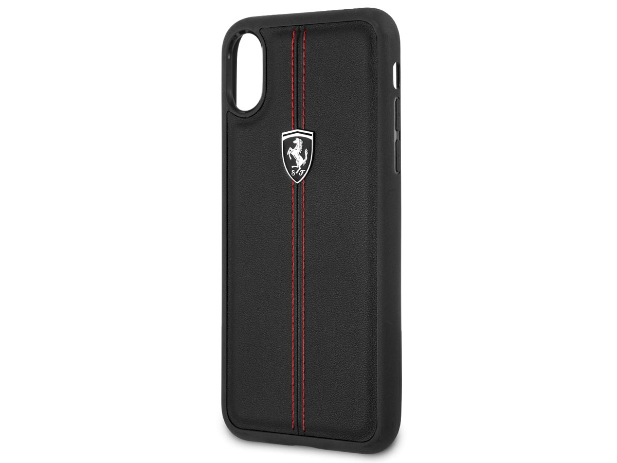 Ferrari Heritage Stitch Case Zwart - iPhone X/Xs hoesje