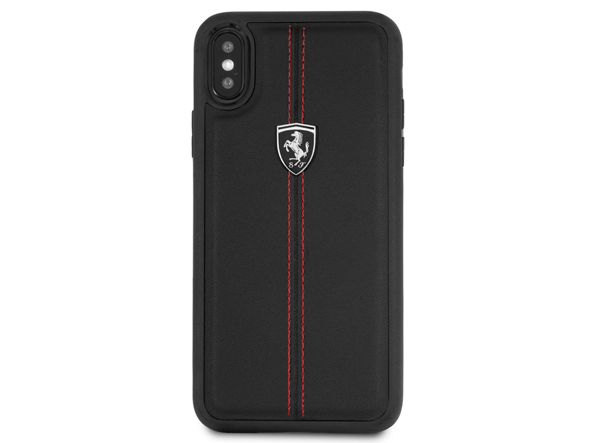 Ferrari Heritage Stitch Case Zwart - iPhone X/Xs hoesje