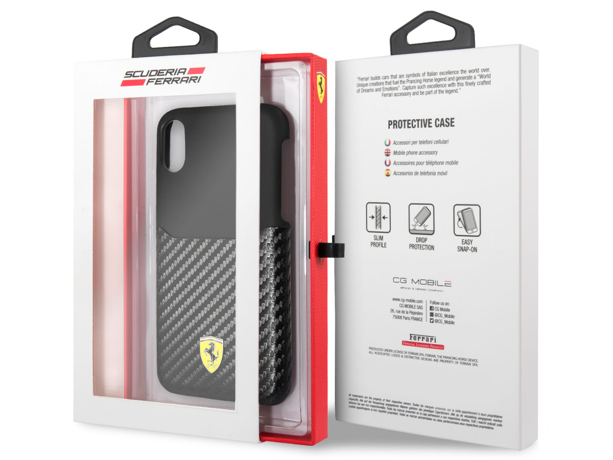 Ferrari Carbon Card Case - iPhone X/Xs hoesje
