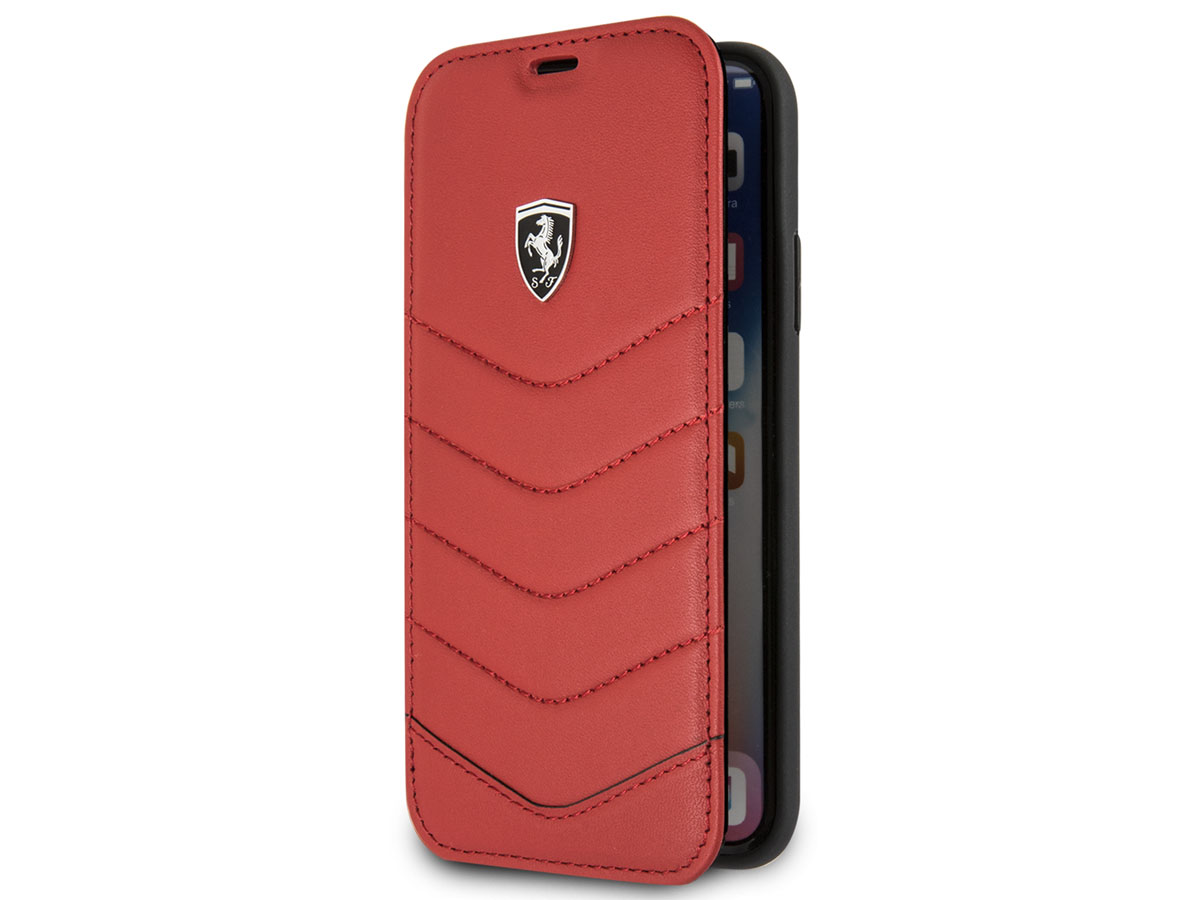 Ferrari Heritage Quilted Book Rood Leer - iPhone X/Xs hoesje