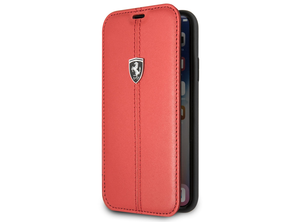 Ferrari Heritage Stitch Book Rood Leer - iPhone X/Xs hoesje
