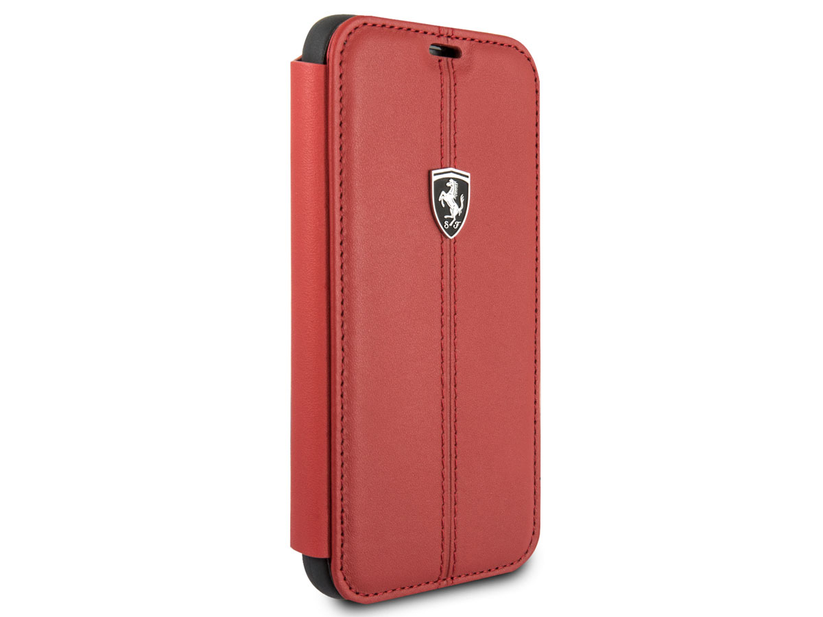 Ferrari Heritage Stitch Book Rood Leer - iPhone X/Xs hoesje