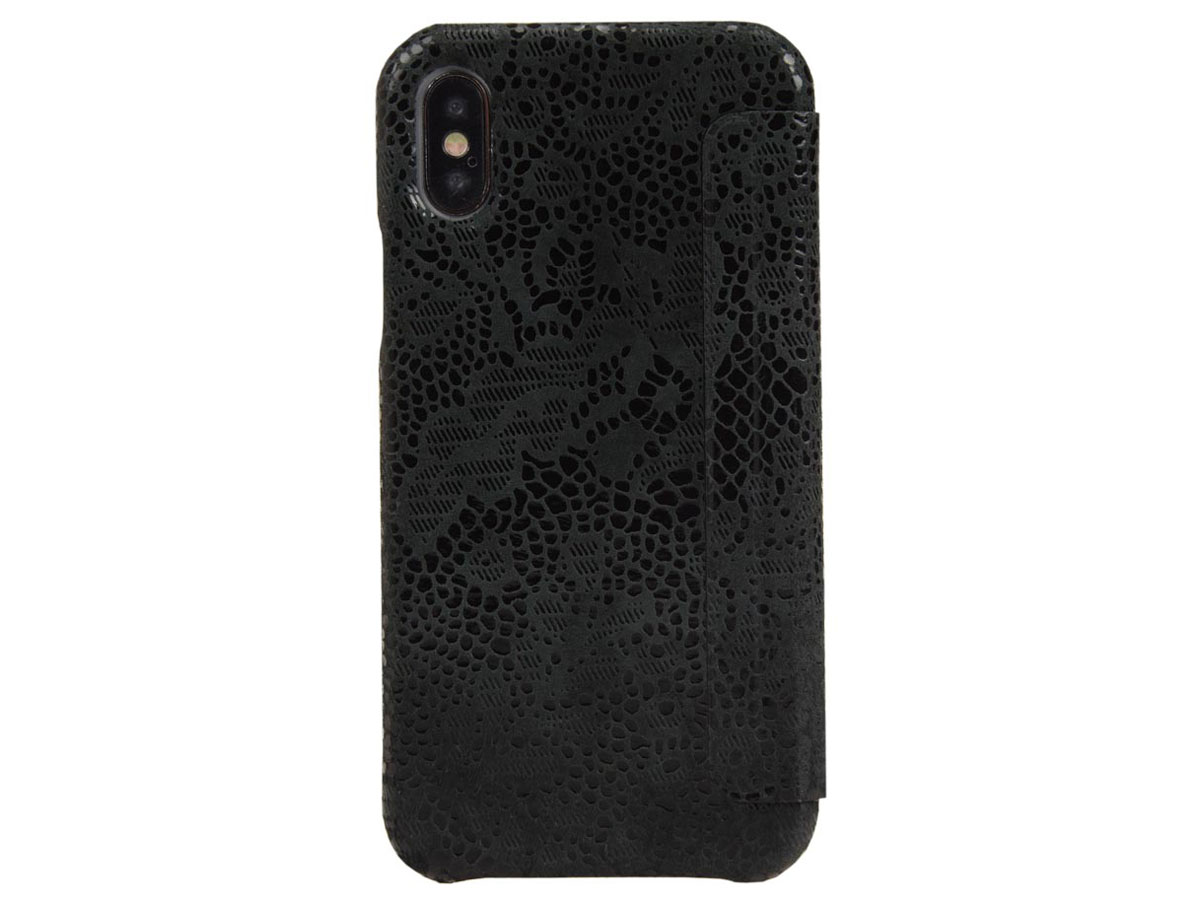 Graffi Oyster Lace Zwart Leer - iPhone X/Xs hoesje