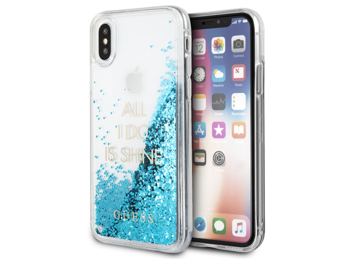 Guess All I Do Is Shine Case Blauw - iPhone X/Xs hoesje