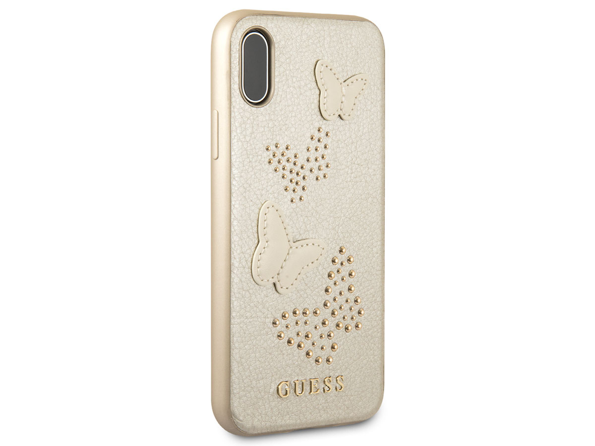 Guess Butterfly Studs Soft Case Goud - iPhone X/Xs hoesje