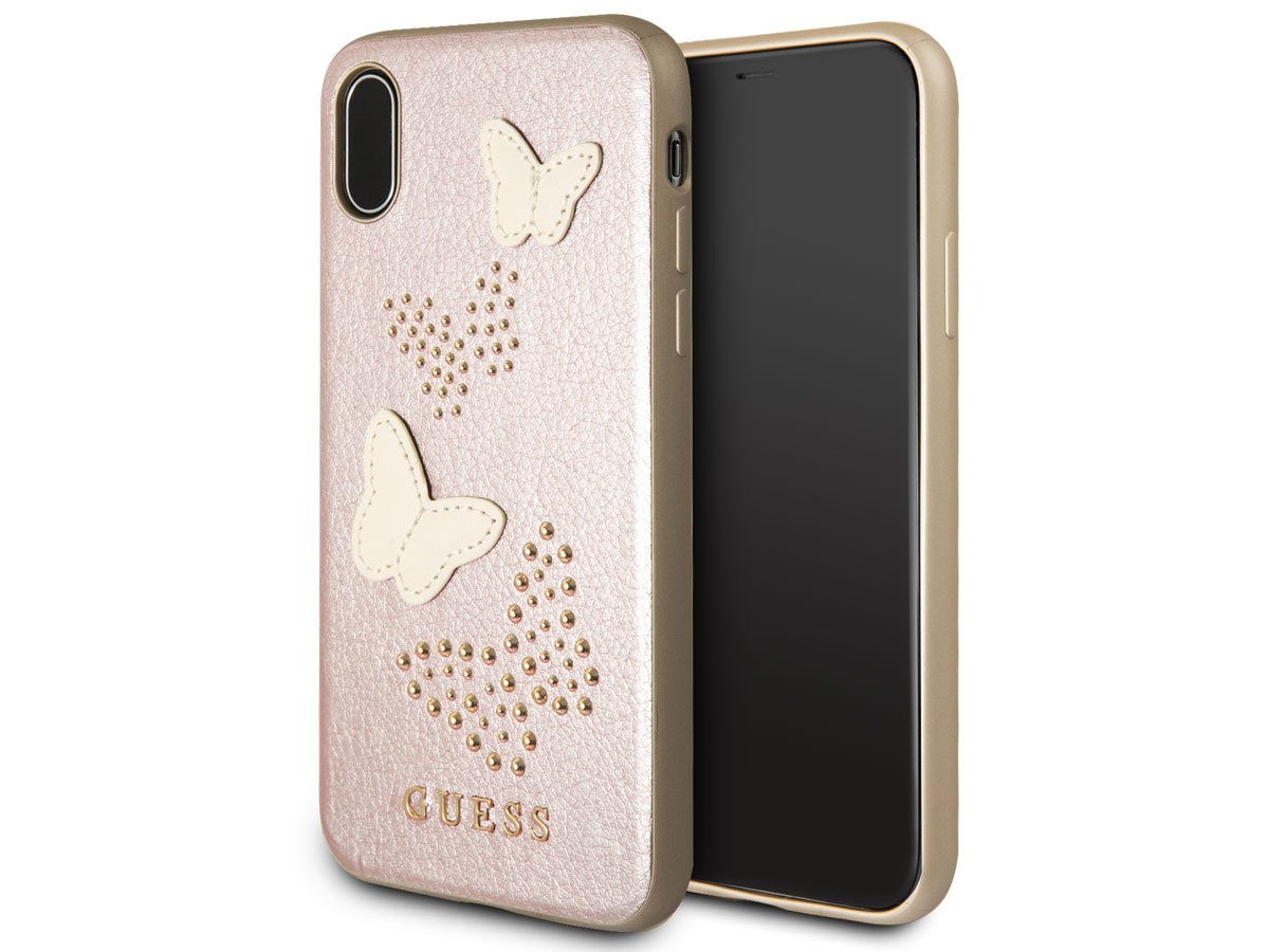 Guess Butterfly Studs Soft Case Rosé - iPhone X/Xs hoesje