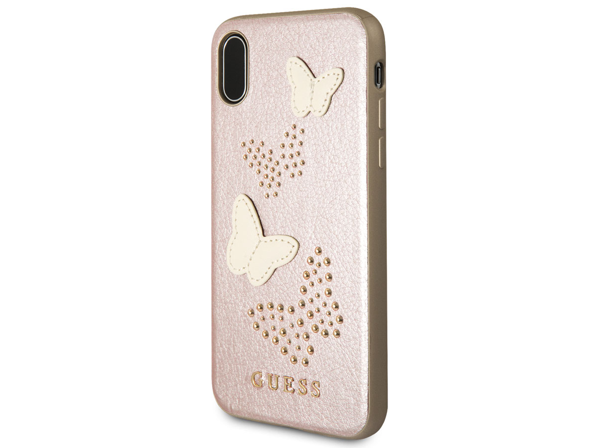 Guess Butterfly Studs Soft Case Rosé - iPhone X/Xs hoesje