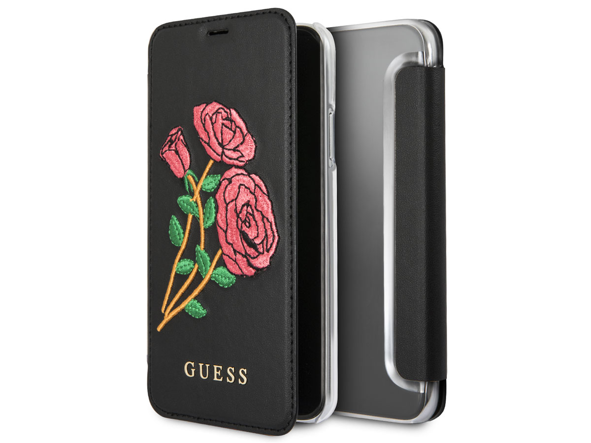 Guess Embroidered Rose Bookcase Iphone X Xs Hoesje