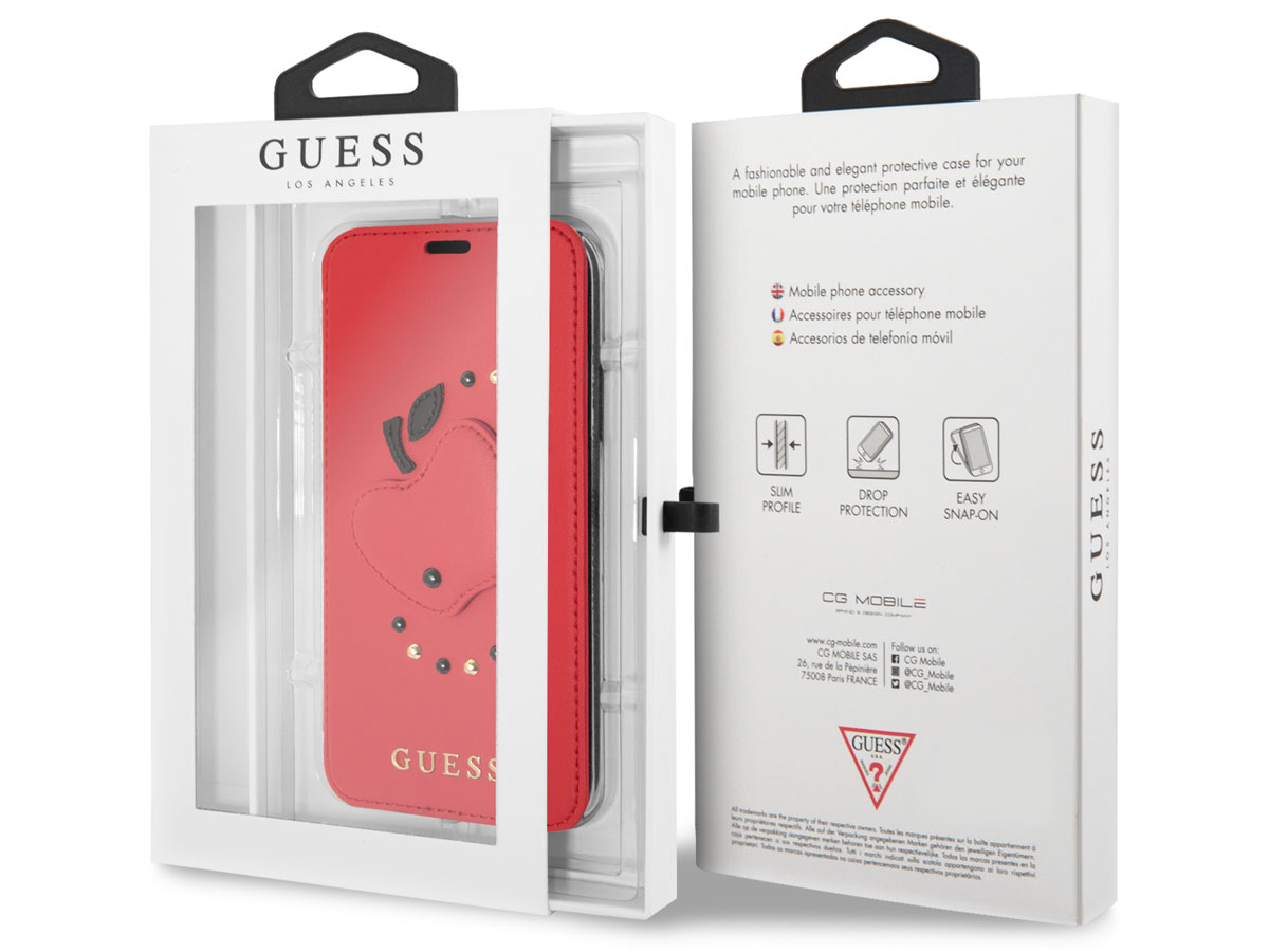 Guess Fruitastic Bookcase Rood - iPhone X/Xs hoesje