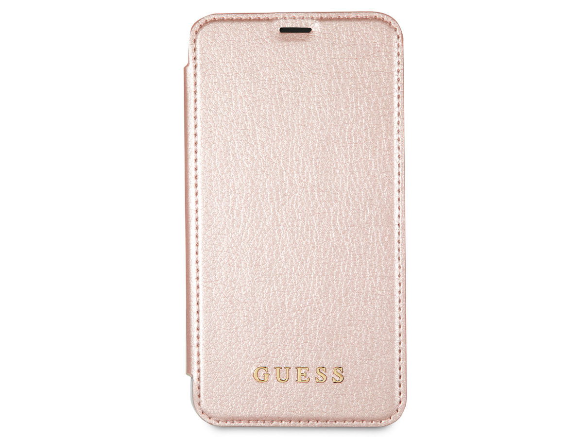 Guess Iridescent Clear Bookcase Rosé - iPhone X/Xs hoesje