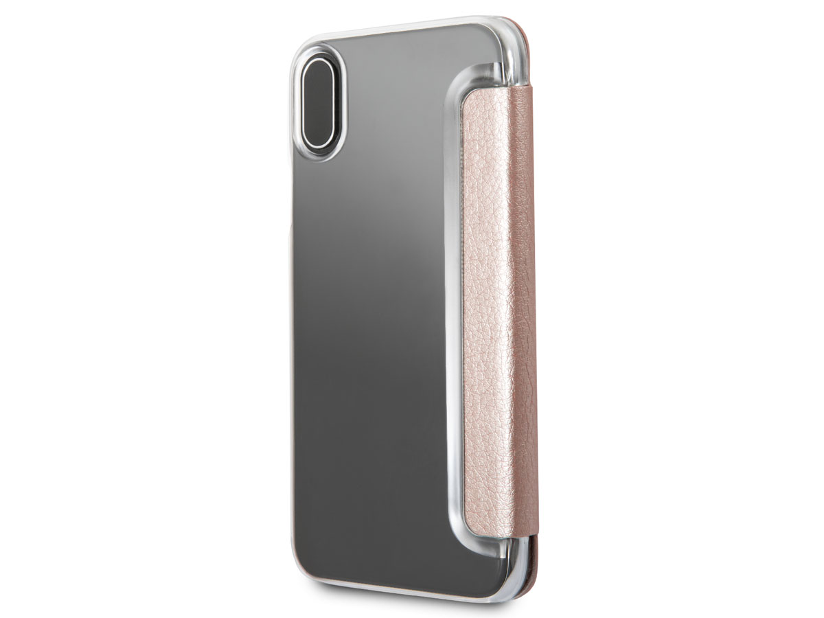 Guess Iridescent Clear Bookcase Rosé - iPhone X/Xs hoesje