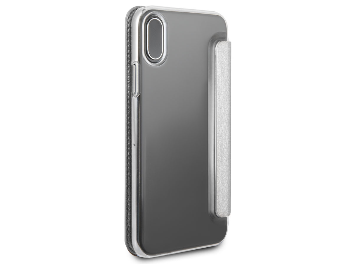Guess Iridescent Clear Bookcase Zilver - iPhone X/Xs hoesje