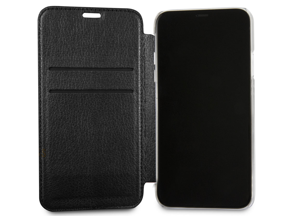 Guess Iridescent Clear Bookcase Zwart - iPhone X/Xs hoesje