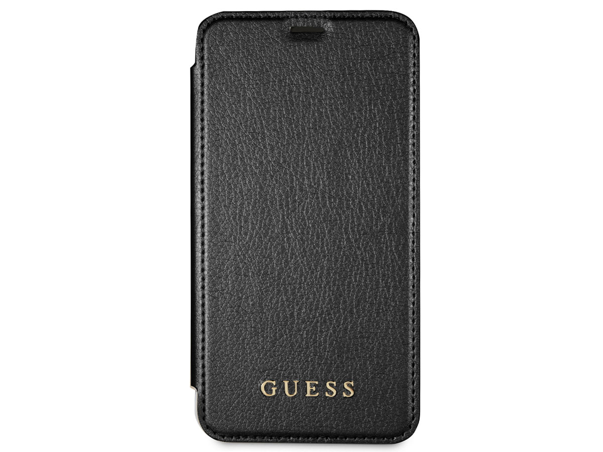 Guess Iridescent Clear Bookcase Zwart - iPhone X/Xs hoesje