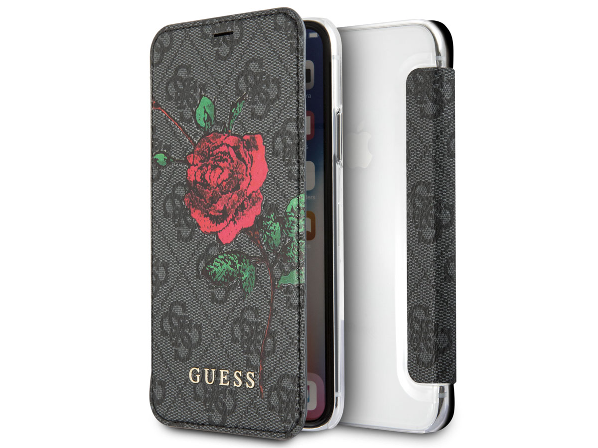 Guess Monogram Rose Bookcase Grijs - iPhone X/Xs hoesje