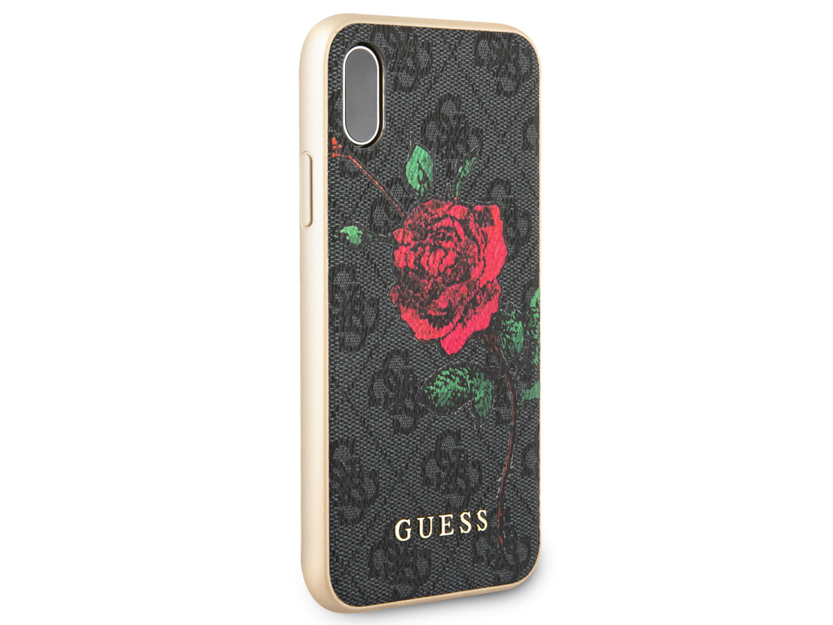 Guess Monogram Rose Soft Case Grijs - iPhone X/Xs hoesje