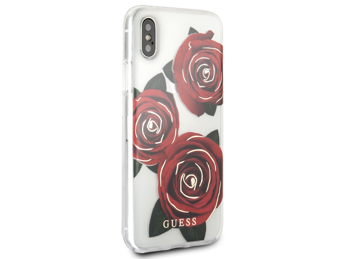 Guess Red Roses TPU Skin - iPhone X/Xs hoesje