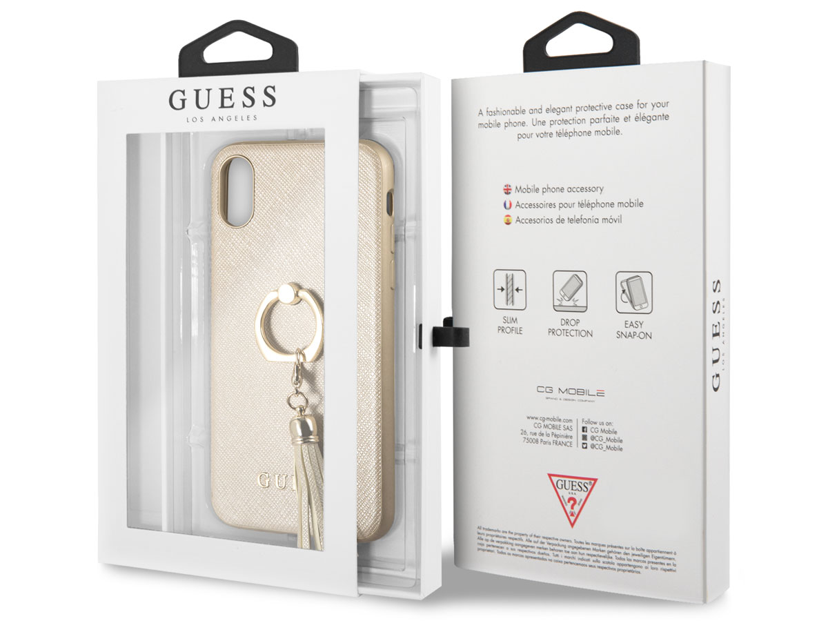 Guess Tassel iRing Case Goud - iPhone X/Xs hoesje