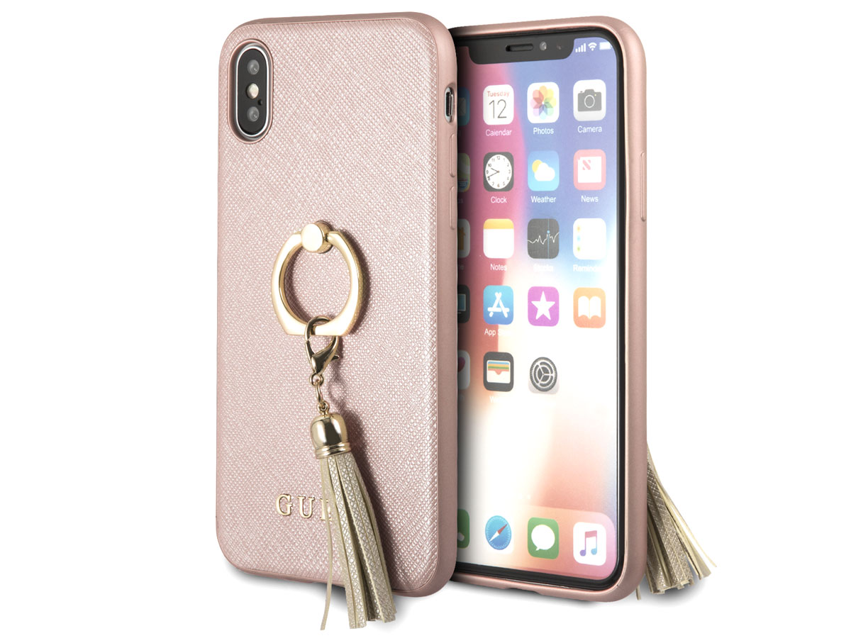 Guess Tassel iRing Case RosÃ© Goud | iPhone X/Xs Hoesje